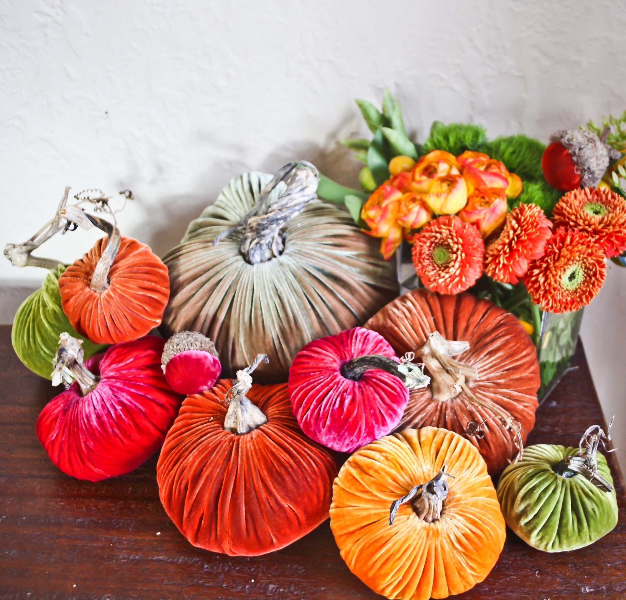 Banded Velvet Hair Ribbon Autumn Pumpkin